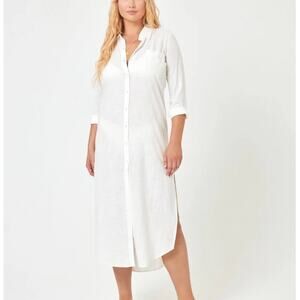 L*Space Presley Dress White Swimsuit Button Front Summer Cover-up Womens Medium